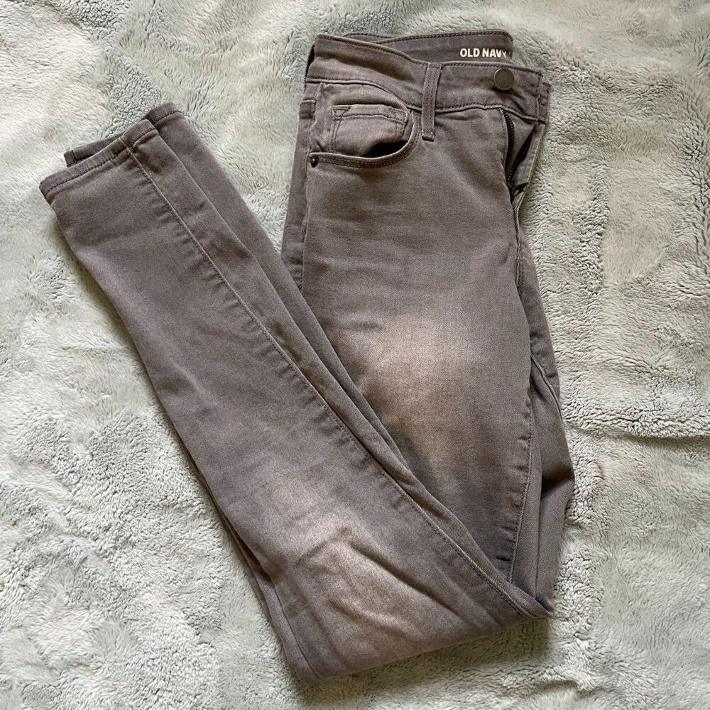 Old Navy Rockstar Skinny Jeans Gray Faded Stretch Mid Rise Denim Pants Size 0